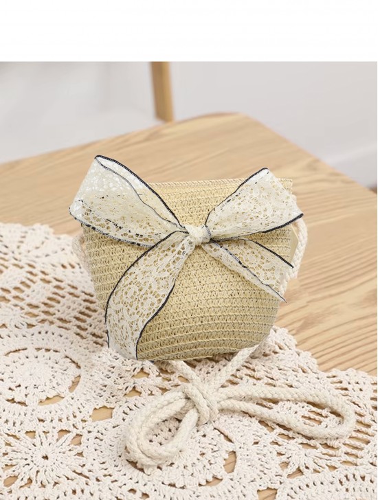 Crochet Mini Bag W/ Lace Ribbon